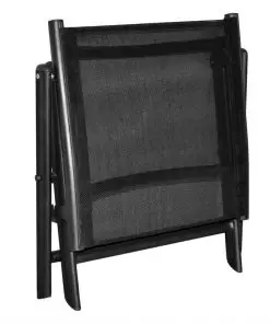 vidaXL Folding Footstool Black Aluminium and Textilene