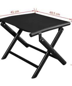 vidaXL Folding Footstool Black Aluminium and Textilene