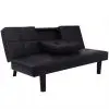 vidaXL Sofa Bed with Drop-Down Table Artificial Leather Black vidaXL Sofa Bed with Drop-Down Table Artificial Leather Black