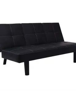 vidaXL Sofa Bed with Drop-Down Table Artificial Leather Black
