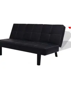vidaXL Sofa Bed with Drop-Down Table Artificial Leather Black