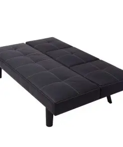vidaXL Sofa Bed with Drop-Down Table Artificial Leather Black