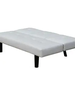 vidaXL Sofa Bed with Drop-Down Table Artificial Leather White