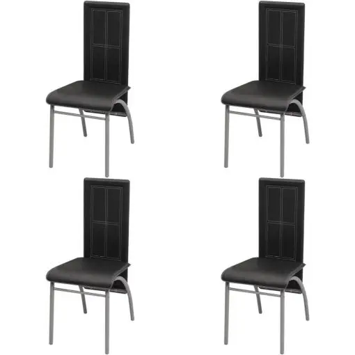 vidaXL Dining Chairs 4 pcs Black Faux Leather