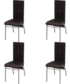 vidaXL Dining Chairs 4 pcs Brown Faux Leather