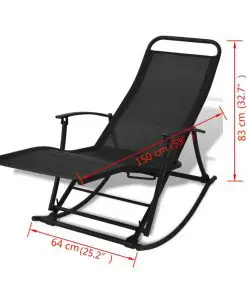 vidaXL Garden Rocking Chair Steel and Textilene Black