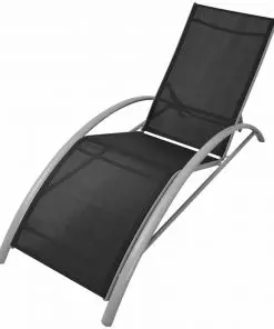 vidaXL Sun Loungers with Table Aluminium Black