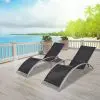 vidaXL Sun Loungers with Table Aluminium Black vidaXL Sun Loungers with Table Aluminium Black