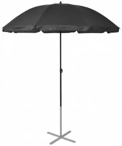 vidaXL Sun Loungers with Umbrella Aluminium Black
