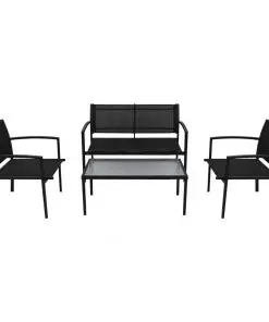 vidaXL 4 Piece Garden Lounge Set Textilene Black