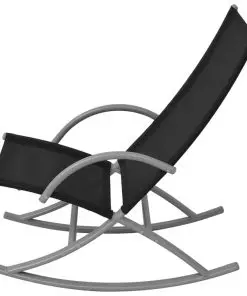 vidaXL Garden Rocking Chairs 2 pcs Steel and Textilene Black