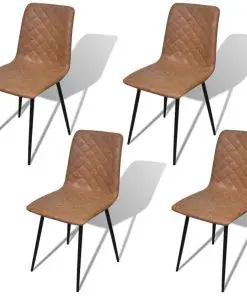 vidaXL Dining Chairs 4 pcs Brown Faux Leather
