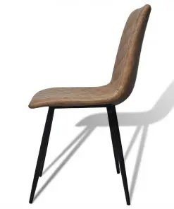 vidaXL Dining Chairs 4 pcs Brown Faux Leather