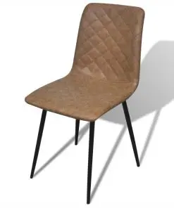 vidaXL Dining Chairs 4 pcs Brown Faux Leather