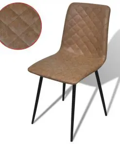 vidaXL Dining Chairs 4 pcs Brown Faux Leather