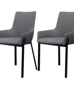 vidaXL Dining Chairs 2 pcs Light Grey Fabric