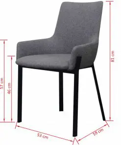 vidaXL Dining Chairs 2 pcs Light Grey Fabric