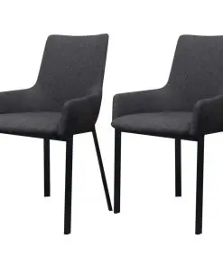 vidaXL Dining Chairs 2 pcs Dark Grey Fabric