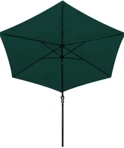 vidaXL LED Cantilever Umbrella 3 m Green