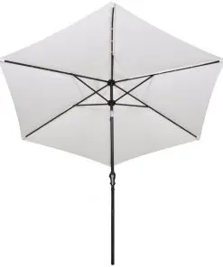 vidaXL LED Cantilever Umbrella 3 m Sand White