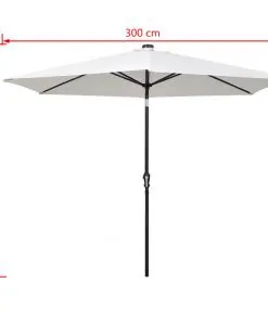 vidaXL LED Cantilever Umbrella 3 m Sand White
