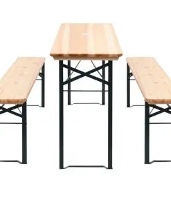 vidaXL Folding Beer Table with 2 Benches 177 cm Pinewood