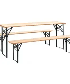 vidaXL Folding Beer Table with 2 Benches 177 cm Pinewood