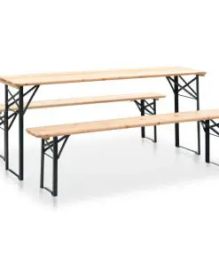 vidaXL Folding Beer Table with 2 Benches 177 cm Pinewood