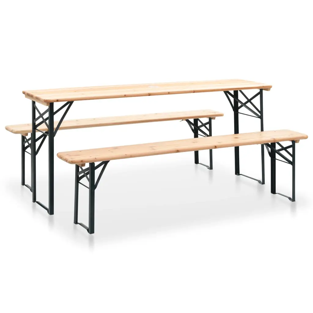 vidaXL Folding Beer Table with 2 Benches 177 cm Pinewood