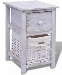 vidaXL Bedside Cabinet Wood White