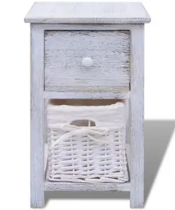 vidaXL Bedside Cabinet Wood White