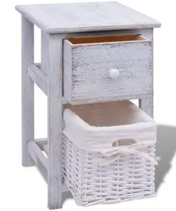 vidaXL Bedside Cabinet Wood White
