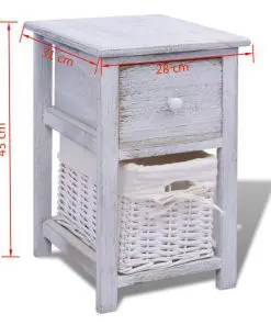 vidaXL Bedside Cabinet Wood White