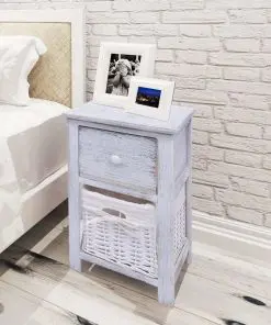 vidaXL Bedside Cabinet Wood White
