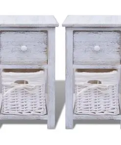 vidaXL Bedside Cabinets 2 pcs Wood White