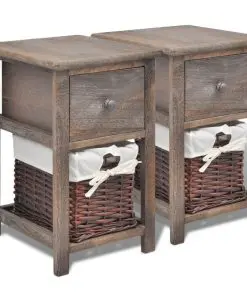 vidaXL Bedside Cabinets 2 pcs Wood Brown