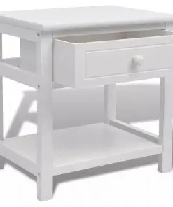 vidaXL Bedside Cabinet Wood White