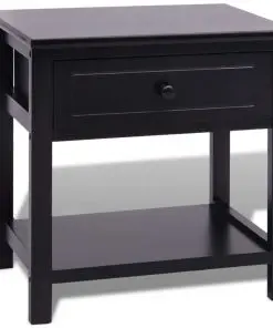 vidaXL Bedside Cabinet Wood Black
