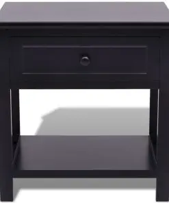 vidaXL Bedside Cabinet Wood Black