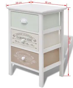 vidaXL French Storage Cabinet 3 Drawers Wood