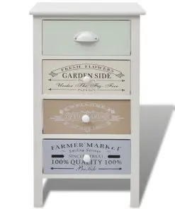 vidaXL French Storage Cabinet 4 Drawers Wood