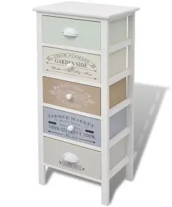 vidaXL French Storage Cabinet 5 Drawers Wood