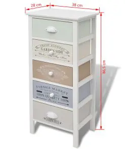 vidaXL French Storage Cabinet 5 Drawers Wood