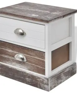 vidaXL Bedside Cabinet Brown and White