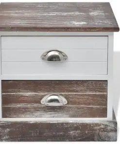 vidaXL Bedside Cabinet Brown and White