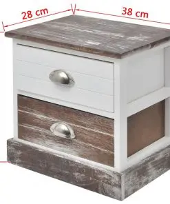 vidaXL Bedside Cabinet Brown and White