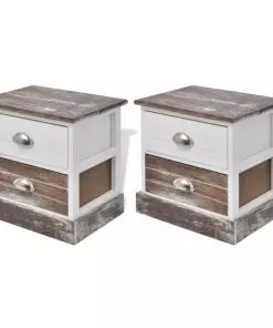 vidaXL Bedside Cabinets 2 pcs Brown and White