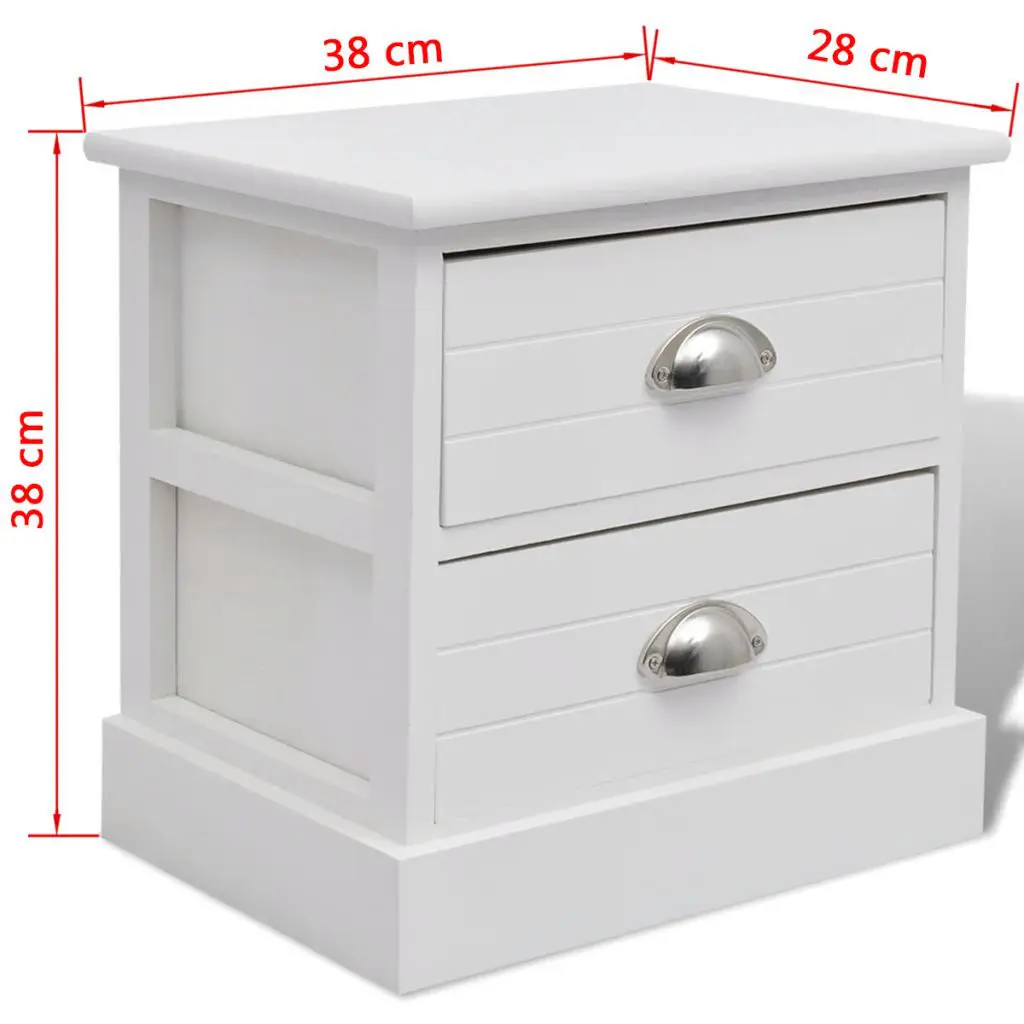 vidaXL French Bedside Cabinet White