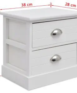 vidaXL French Bedside Cabinets 2 pcs White