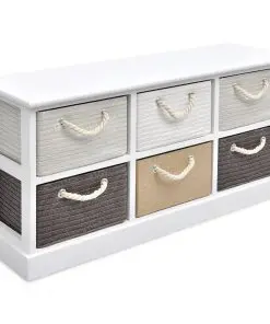 vidaXL Storage Bench 6 Drawers Wood